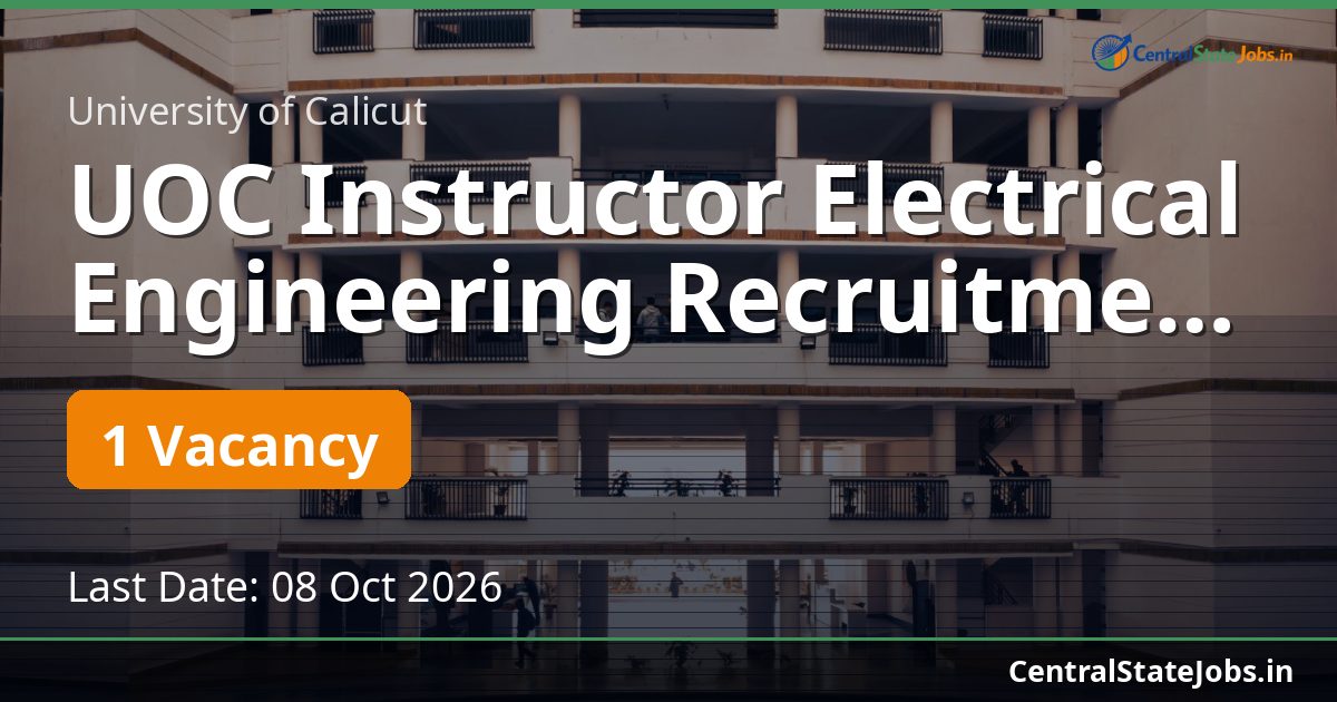 UOC Instructor Electrical Engineering Recruitment 2026