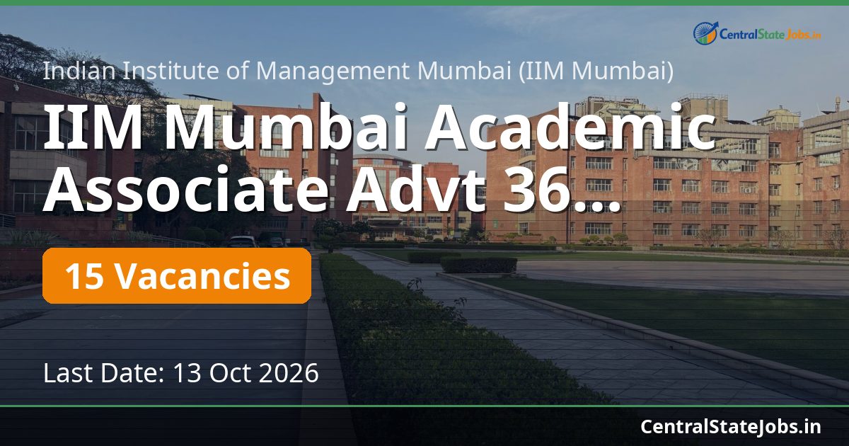 IIM Mumbai Academic Associate Advt 36 Recruitment 2026