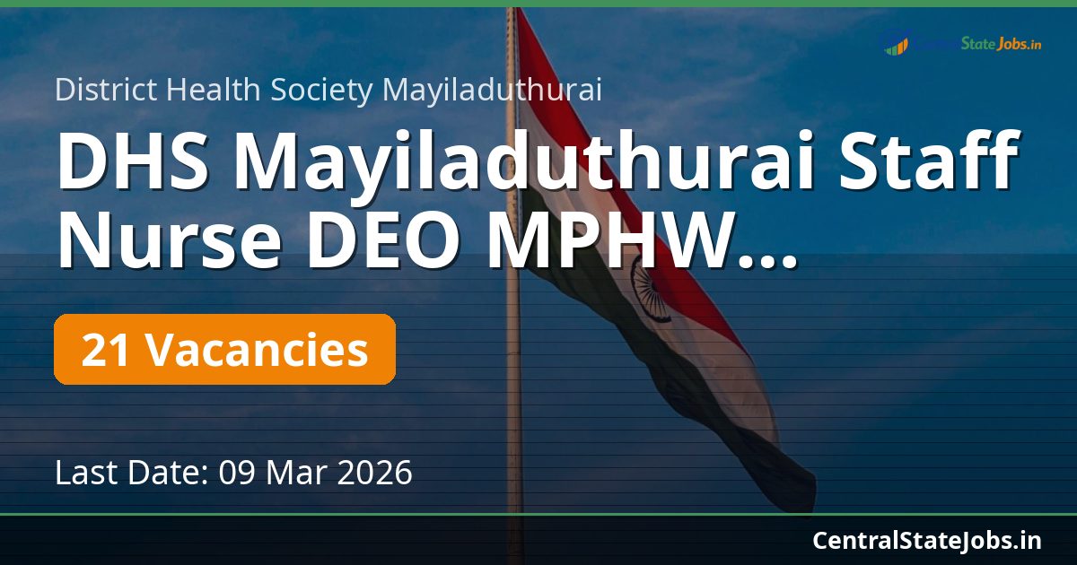 DHS Mayiladuthurai Staff Nurse DEO MPHW Recruitment 2026