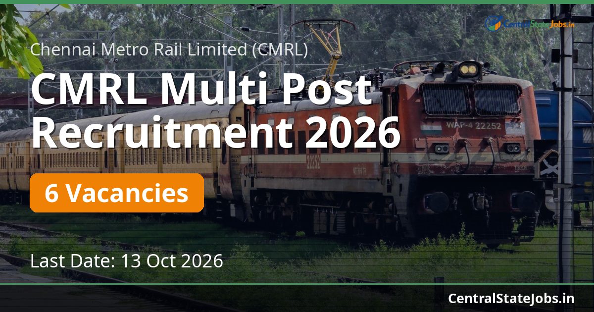 CMRL Multi Post Recruitment 2026