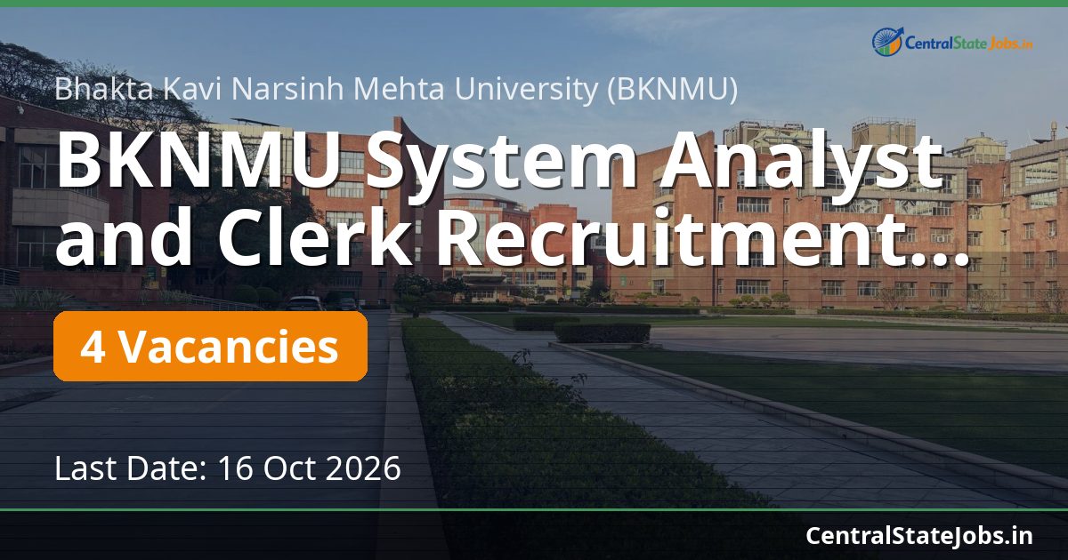 BKNMU System Analyst and Clerk Recruitment 2026