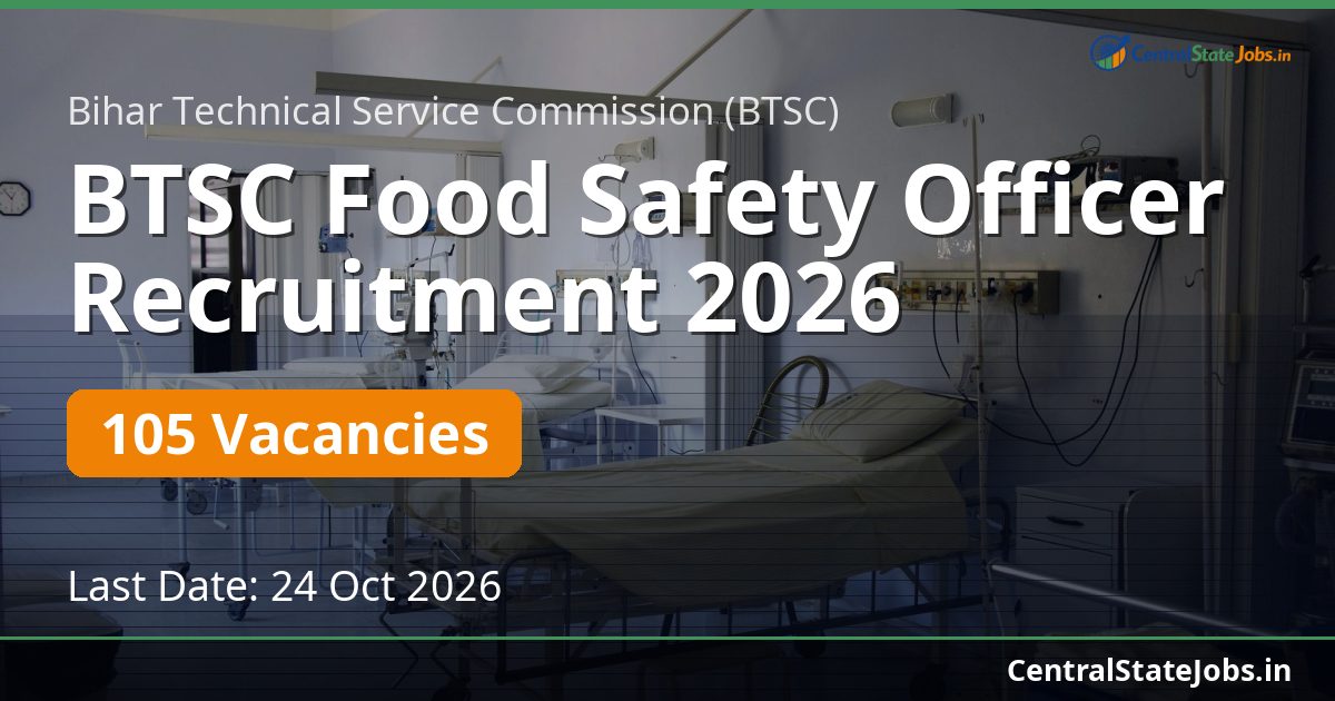 BTSC Food Safety Officer Recruitment 2026 — 105 Vacancies