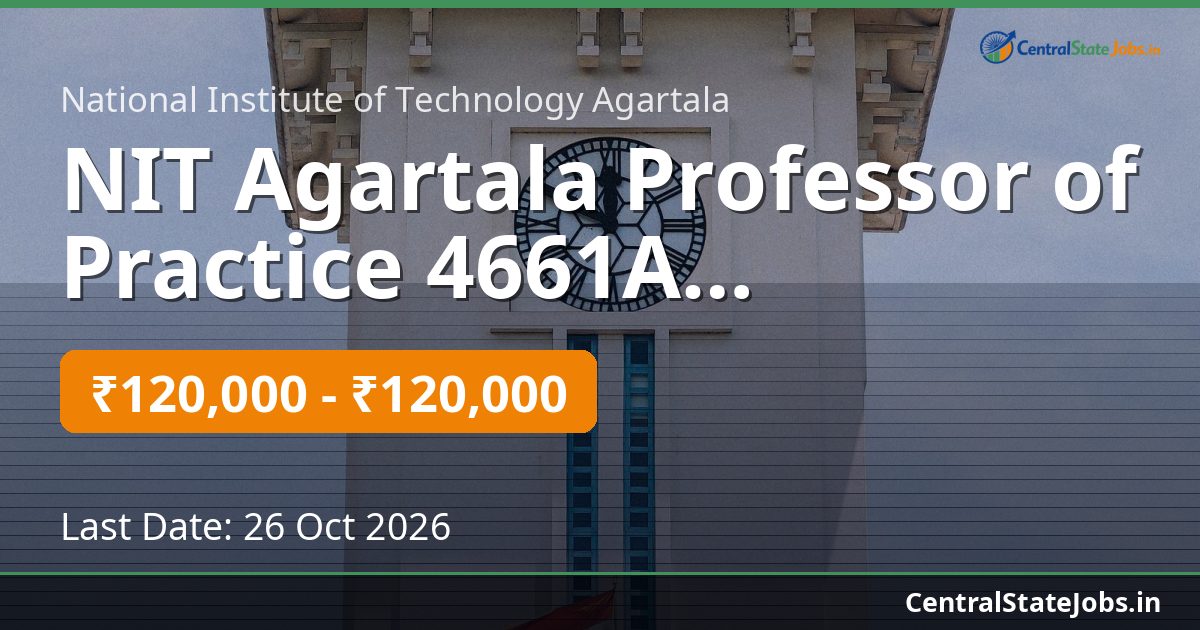 NIT Agartala Professor of Practice 4661A Recruitment 2026