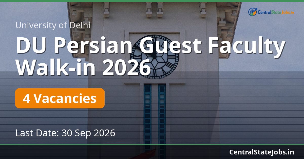 DU Persian Guest Faculty Walk-in 2026 — 4 Posts
