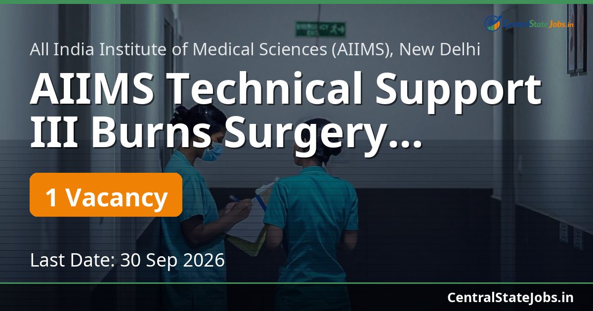 AIIMS Technical Support III Burns Surgery Recruitment 2026