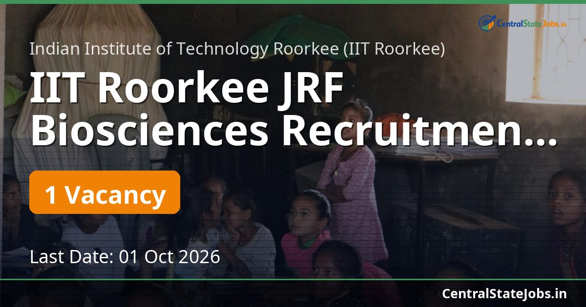 IIT Roorkee JRF Biosciences Recruitment 2026