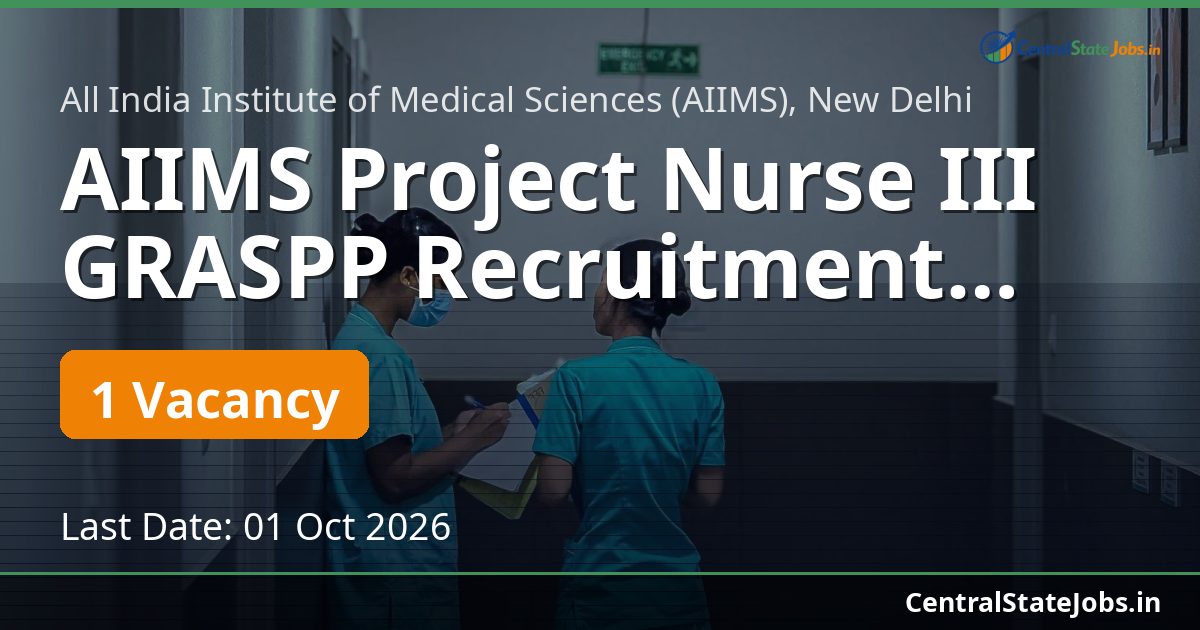 AIIMS Project Nurse III GRASPP Recruitment 2026