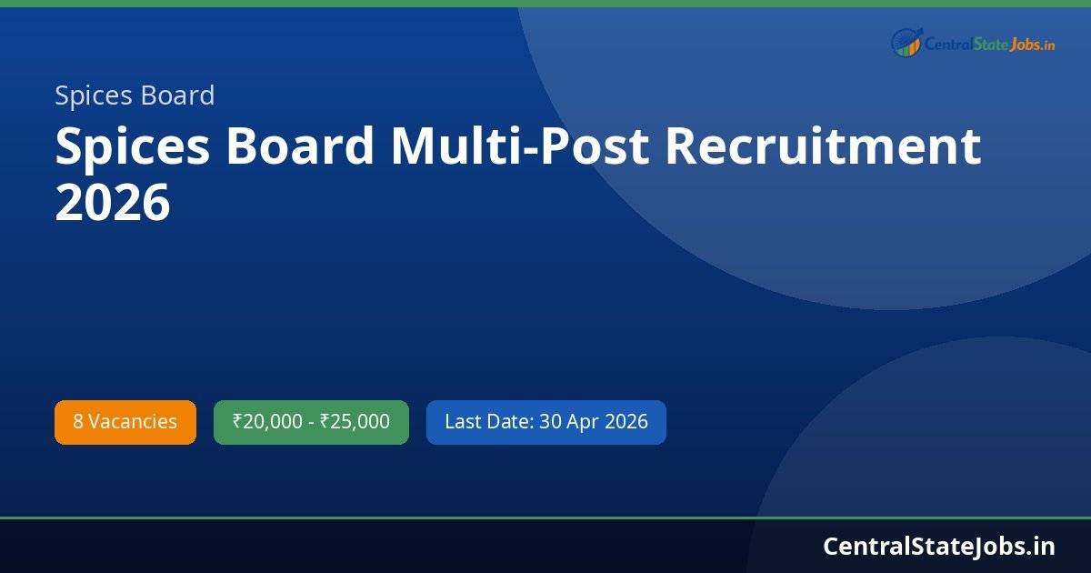 Spices Board Multi-Post Recruitment 2026