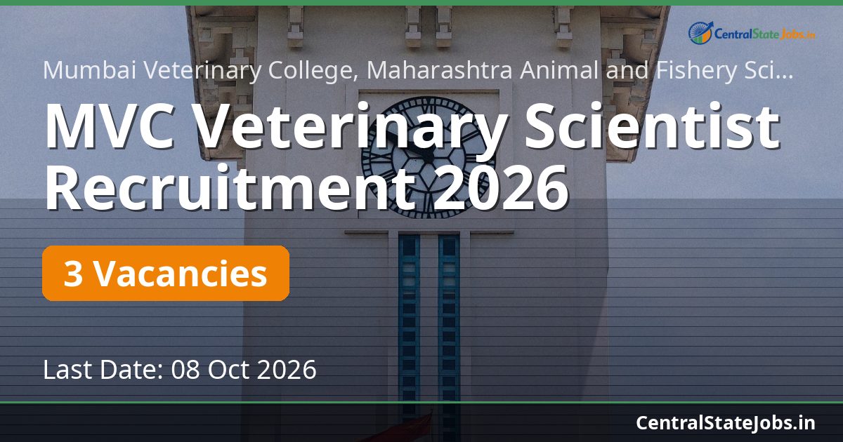 MVC Veterinary Scientist Recruitment 2026