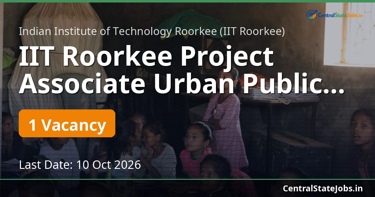 IIT Roorkee Project Associate Urban Public Finance 2026