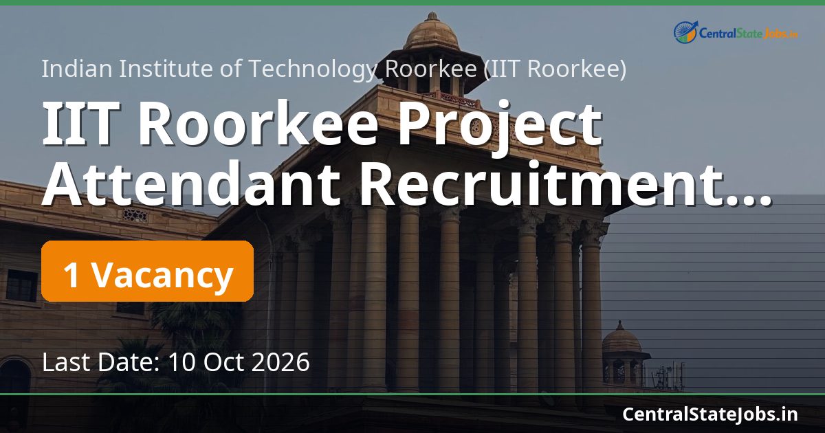 IIT Roorkee Project Attendant Recruitment 2026