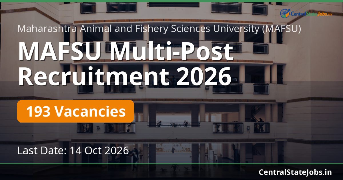 MAFSU Multi-Post Recruitment 2026 — 193 Vacancies