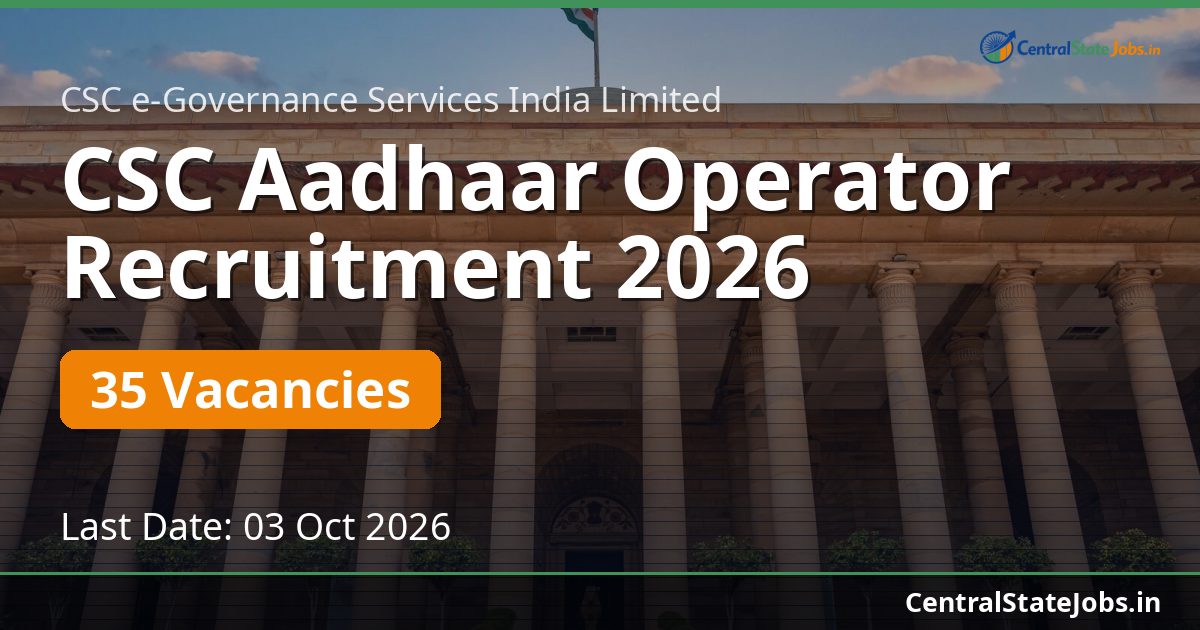 CSC Aadhaar Operator Recruitment 2026 — 35 Vacancies