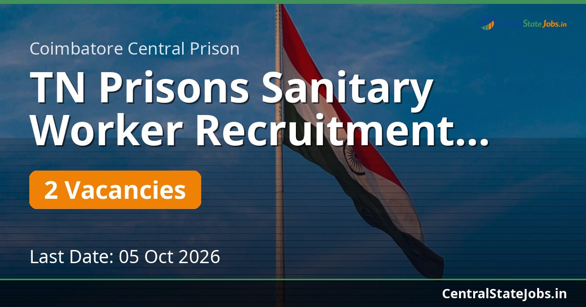 TN Prisons Sanitary Worker Recruitment 2026