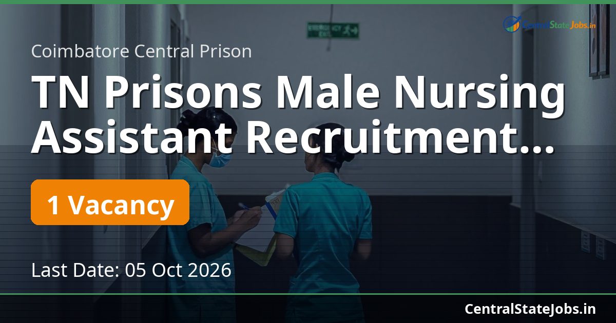 TN Prisons Male Nursing Assistant Recruitment 2026
