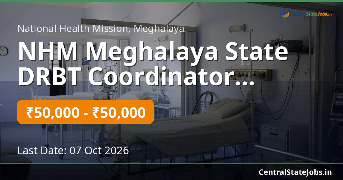 NHM Meghalaya State DRBT Coordinator Recruitment 2026