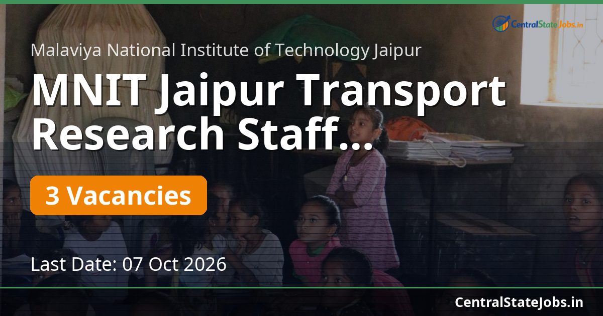 MNIT Jaipur Transport Research Staff Recruitment 2026