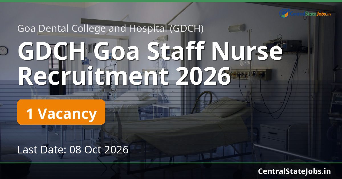 GDCH Goa Staff Nurse Recruitment 2026