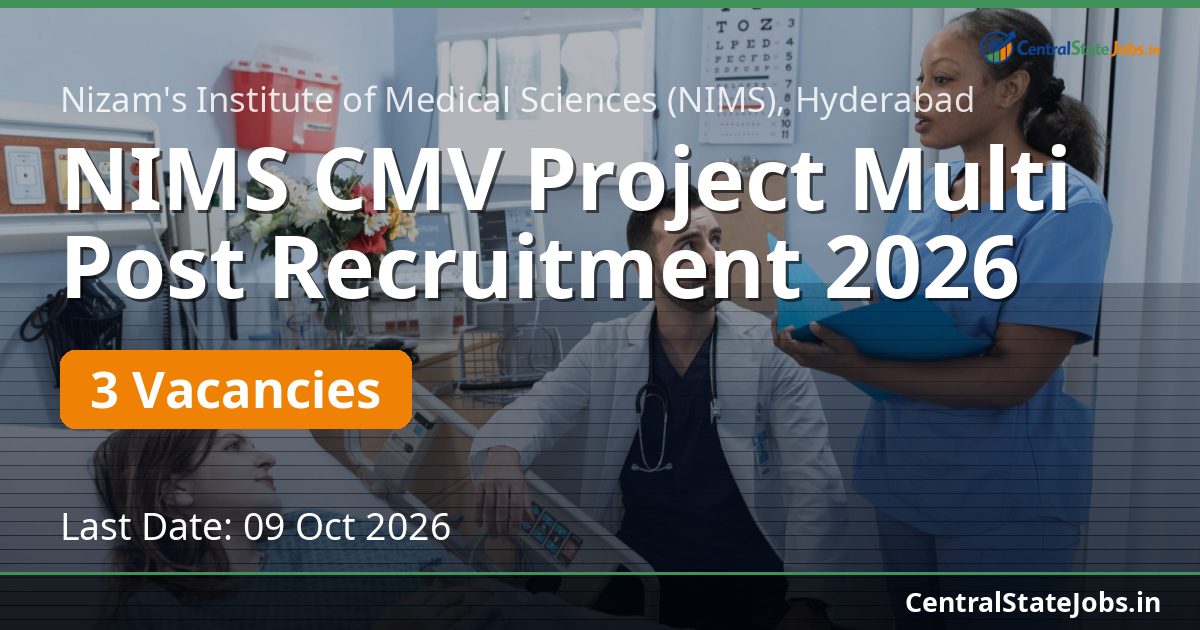 NIMS CMV Project Multi Post Recruitment 2026