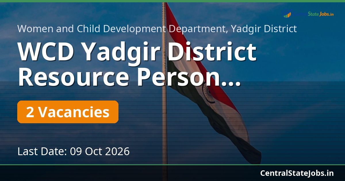 WCD Yadgir District Resource Person Recruitment 2026