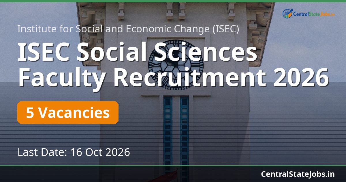 ISEC Social Sciences Faculty Recruitment 2026