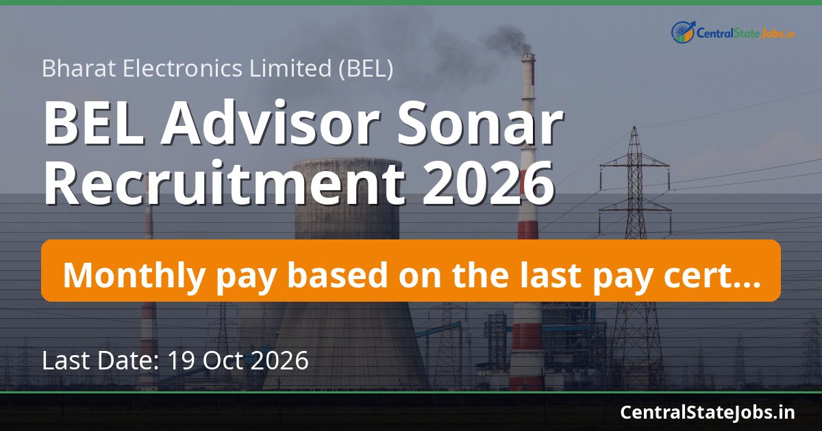 BEL Advisor Sonar Recruitment 2026