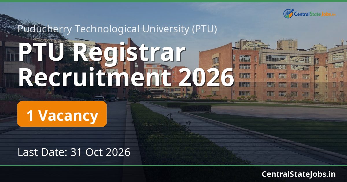 PTU Registrar Recruitment 2026