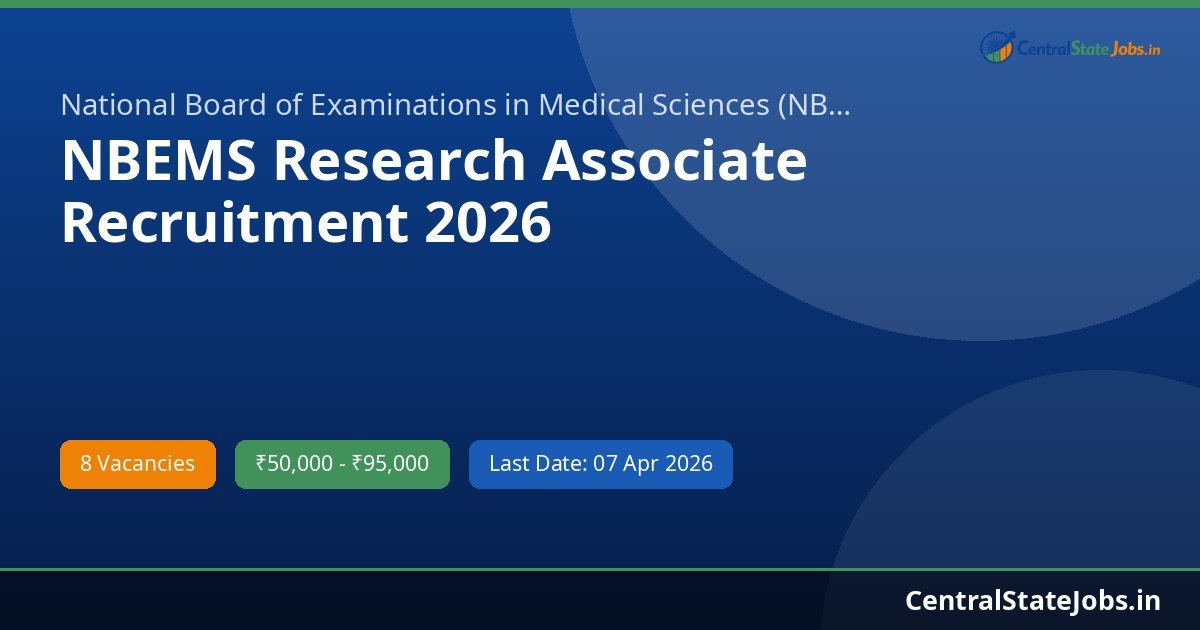NBEMS Research Associate Recruitment 2026