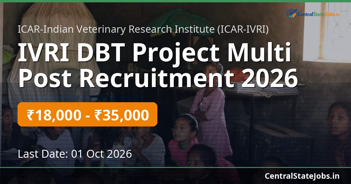 IVRI DBT Project Multi Post Recruitment 2026