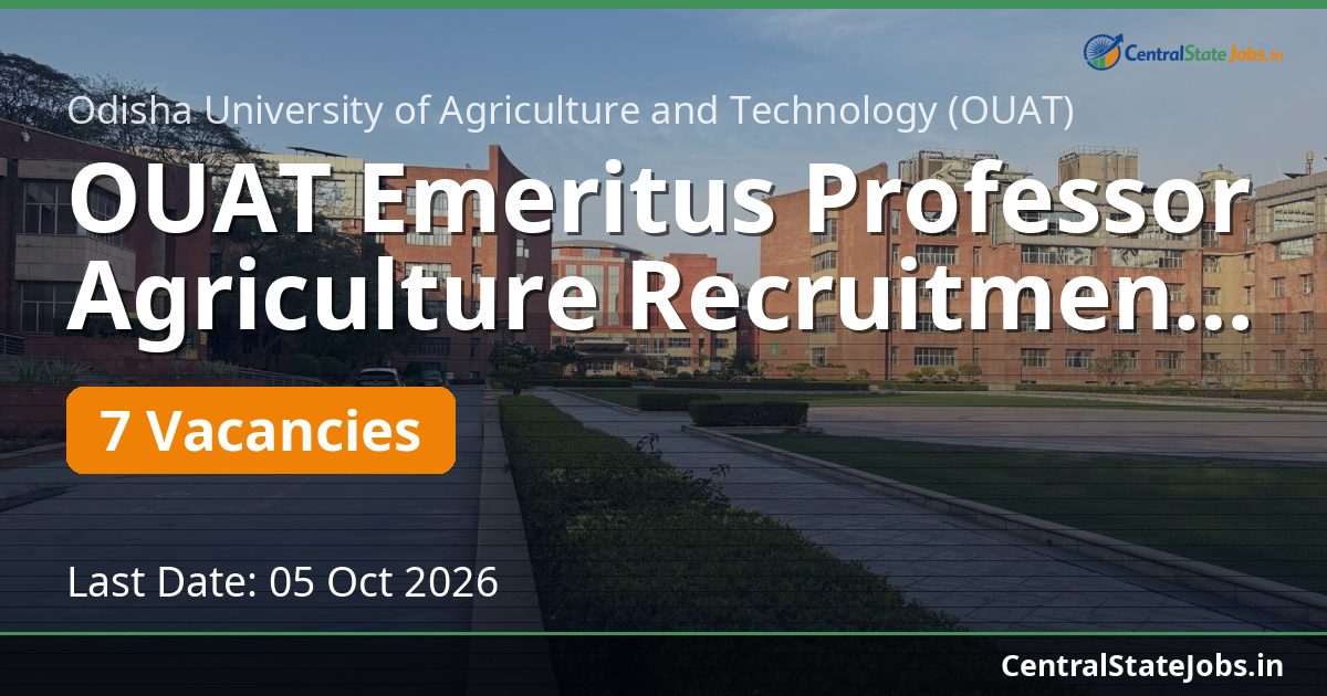 OUAT Emeritus Professor Agriculture Recruitment 2026