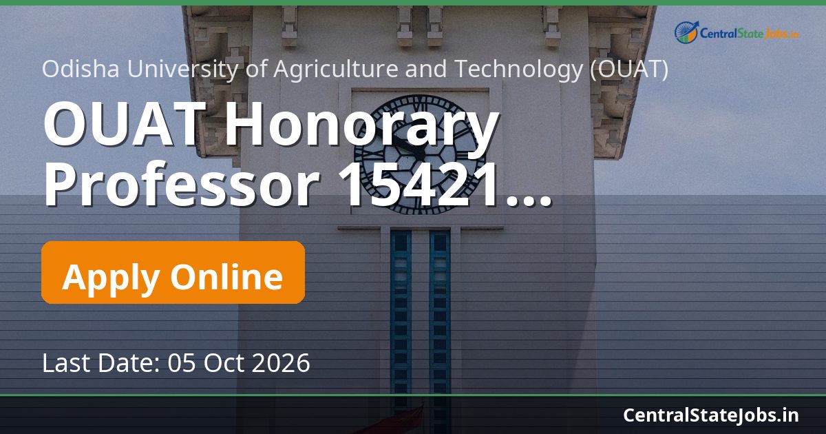 OUAT Honorary Professor 15421 Recruitment 2026