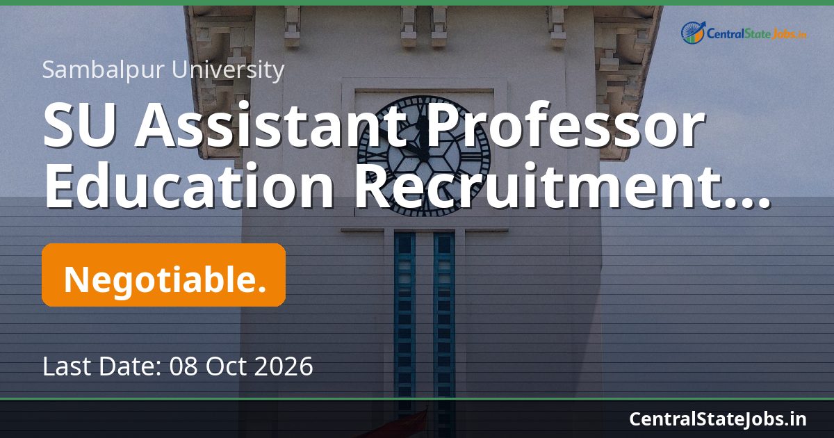 SU Assistant Professor Education Recruitment 2026