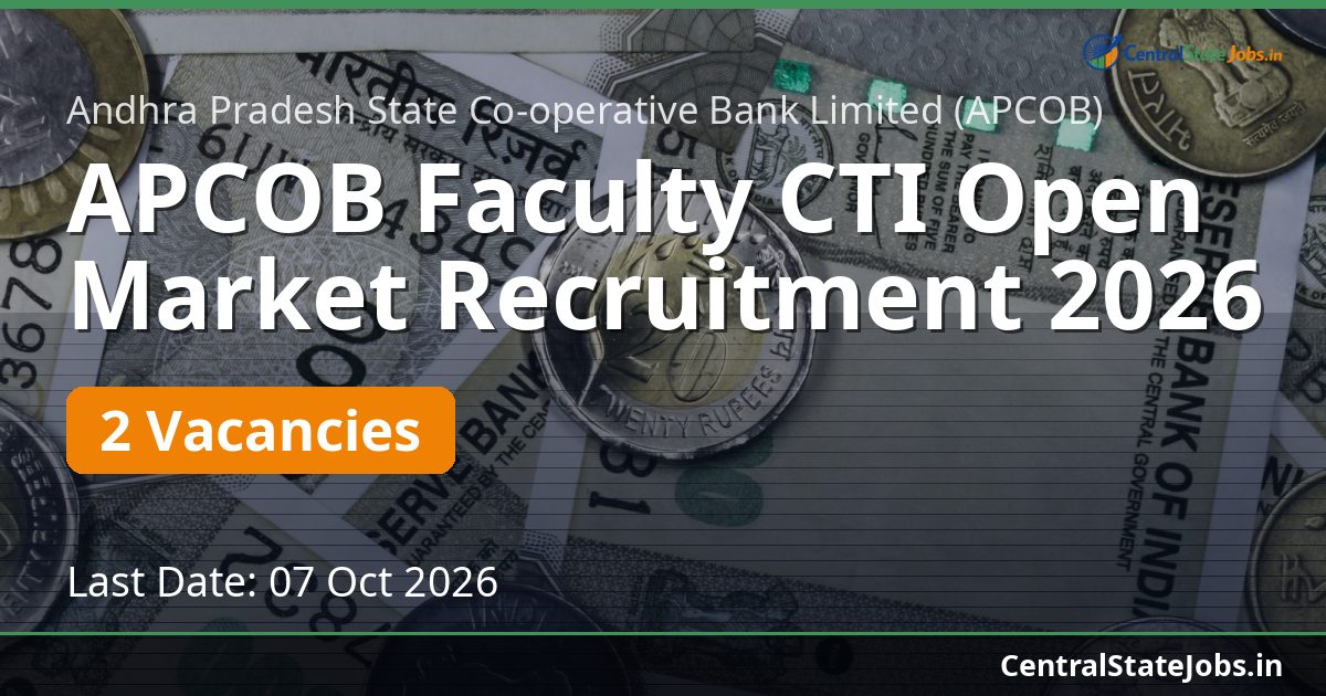 APCOB Faculty CTI Open Market Recruitment 2026