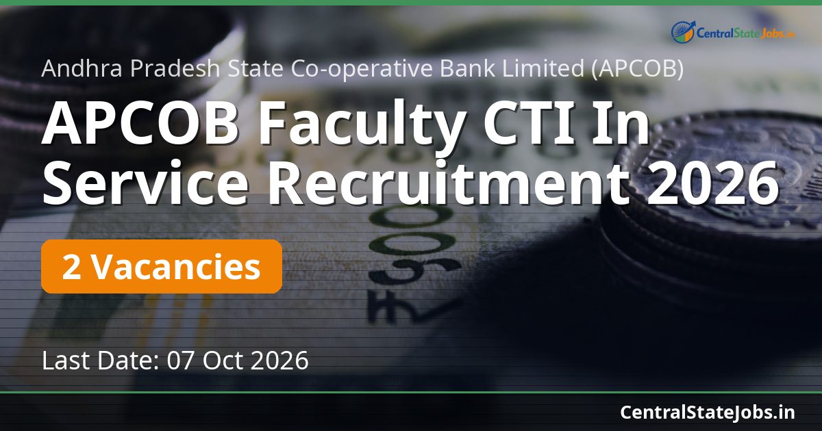 APCOB Faculty CTI In Service Recruitment 2026
