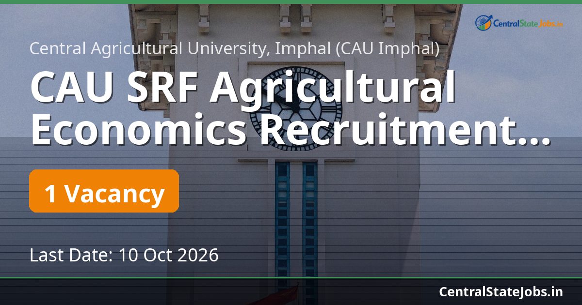 CAU SRF Agricultural Economics Recruitment 2026