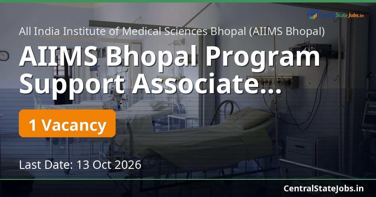 AIIMS Bhopal Program Support Associate Recruitment 2026