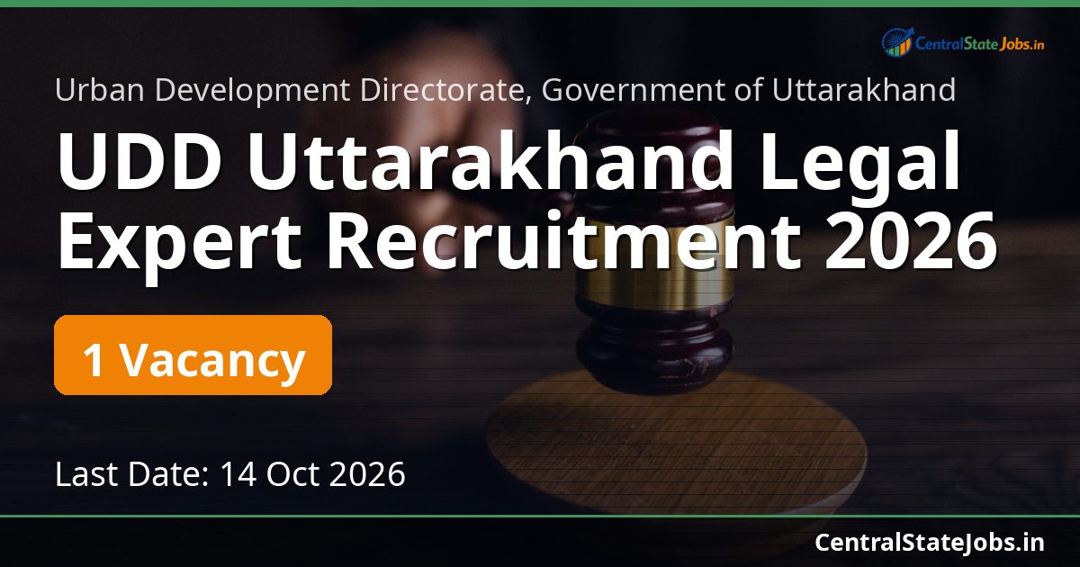 UDD Uttarakhand Legal Expert Recruitment 2026