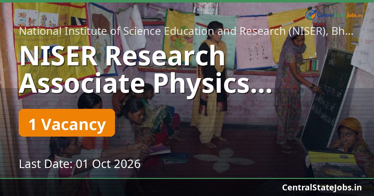 NISER Research Associate Physics Recruitment 2026