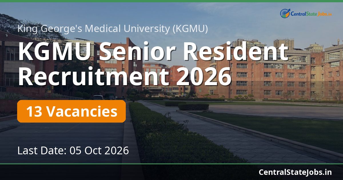 KGMU Senior Resident Recruitment 2026