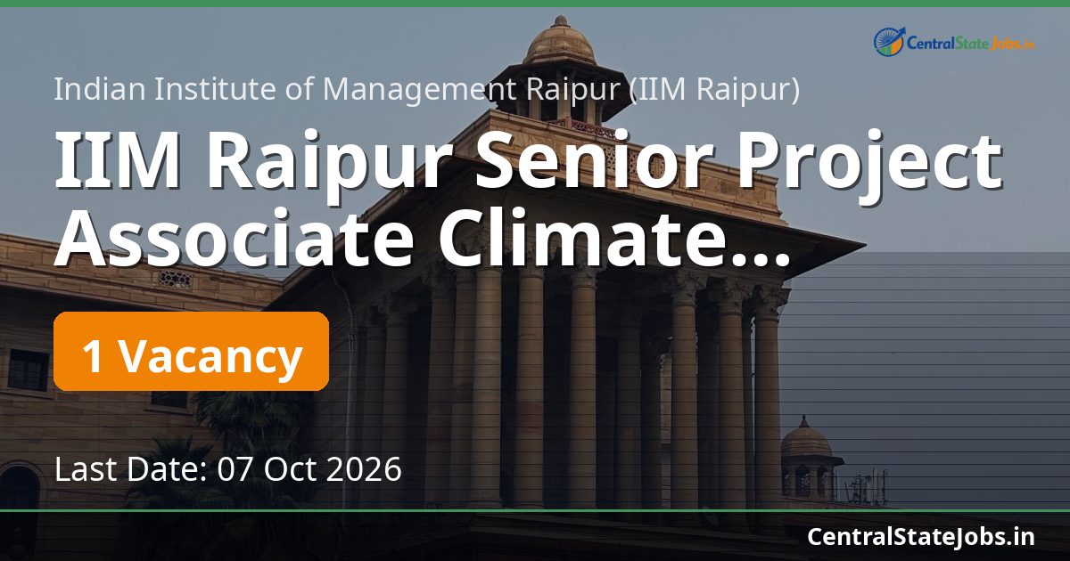 IIM Raipur Senior Project Associate Climate Change 2026