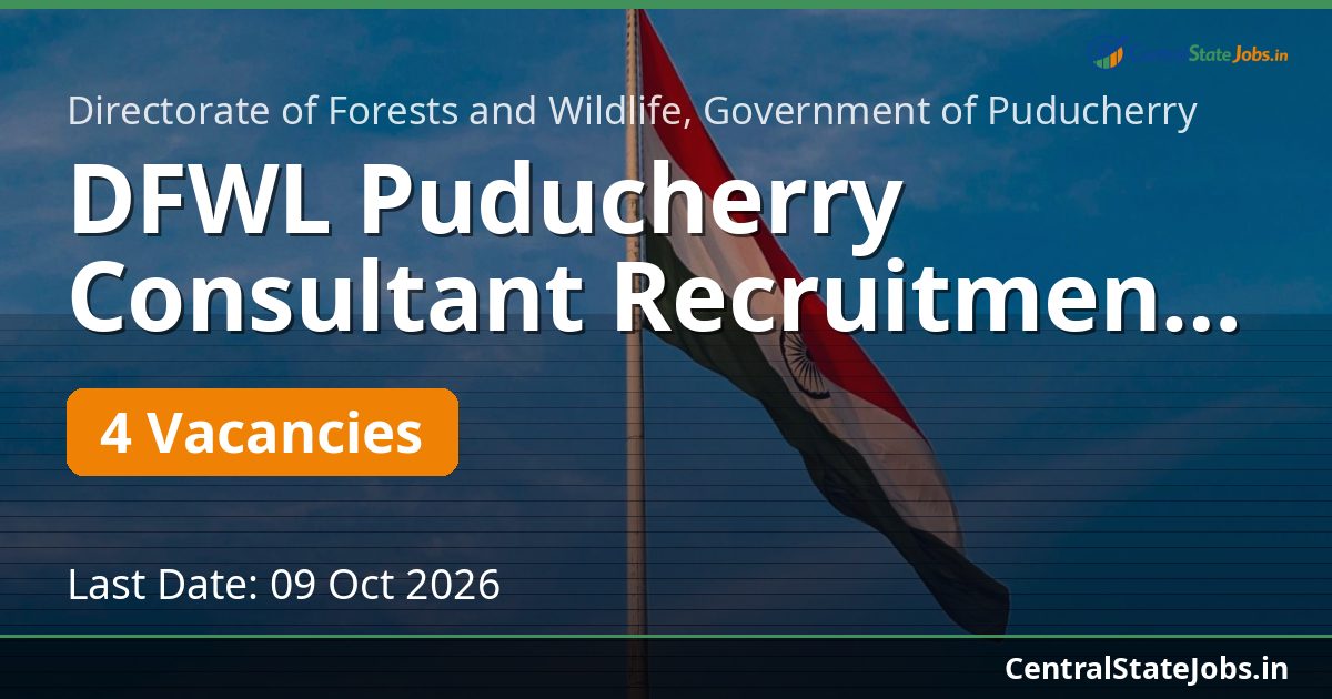 DFWL Puducherry Consultant Recruitment 2026