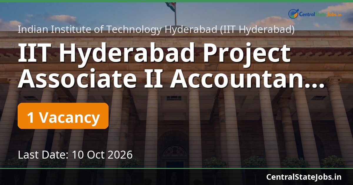 IIT Hyderabad Project Associate II Accountant 2026