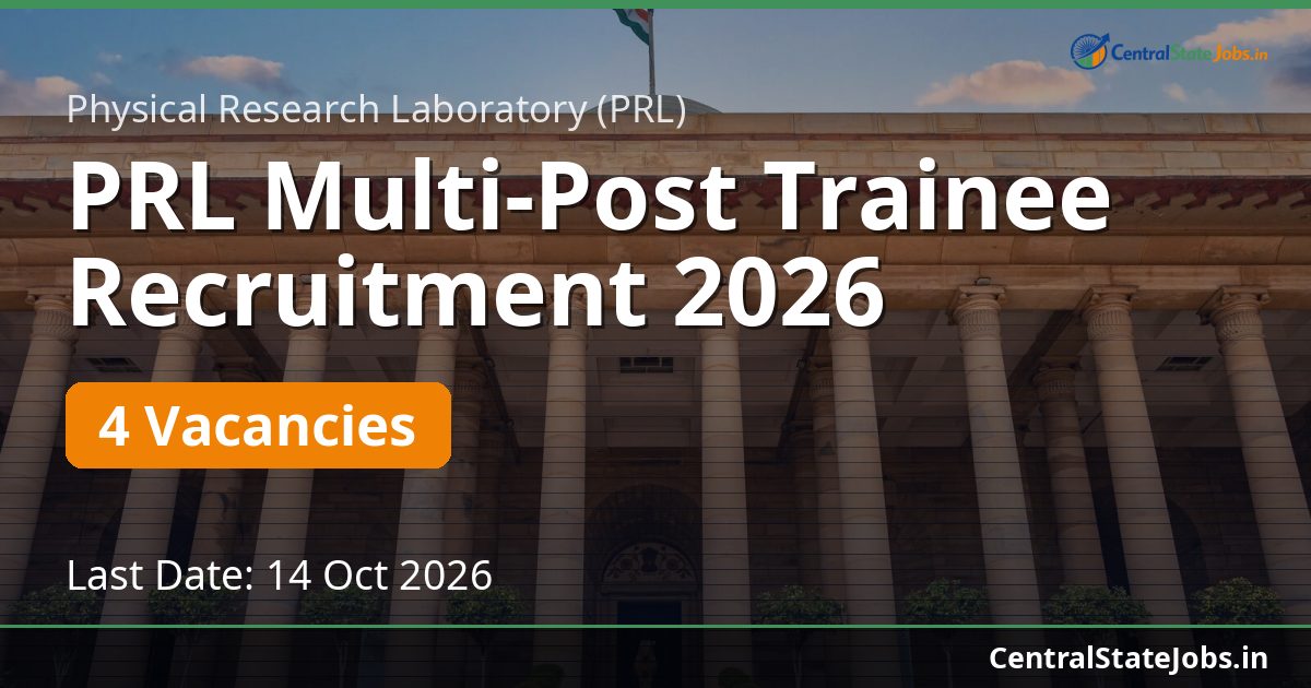 PRL Multi-Post Trainee Recruitment 2026