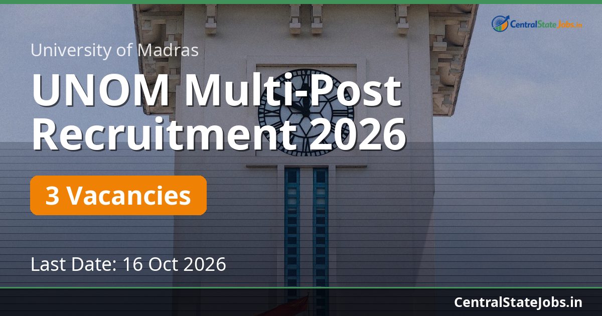 UNOM Multi-Post Recruitment 2026