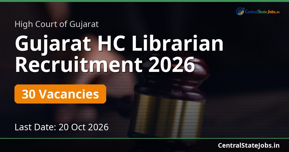 Gujarat HC Librarian Recruitment 2026 — 30 Vacancies