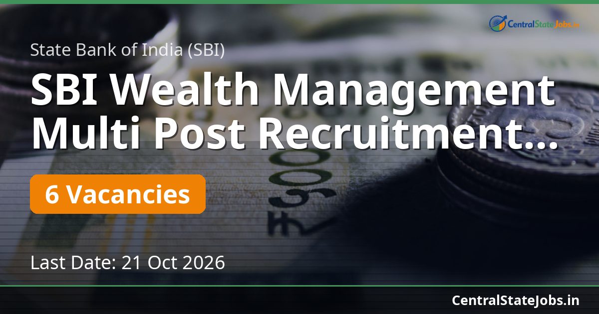 SBI Wealth Management Multi Post Recruitment 2026