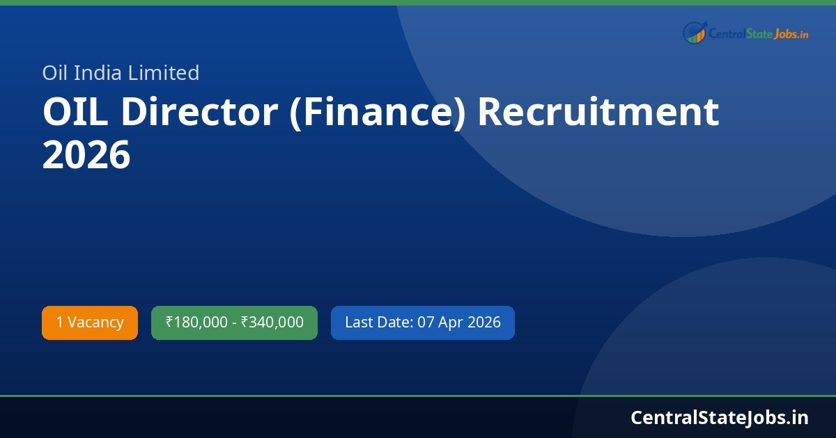 OIL Director (Finance) Recruitment 2026