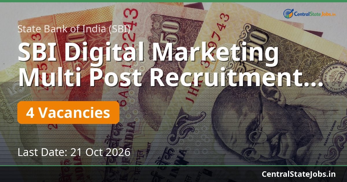 SBI Digital Marketing Multi Post Recruitment 2026