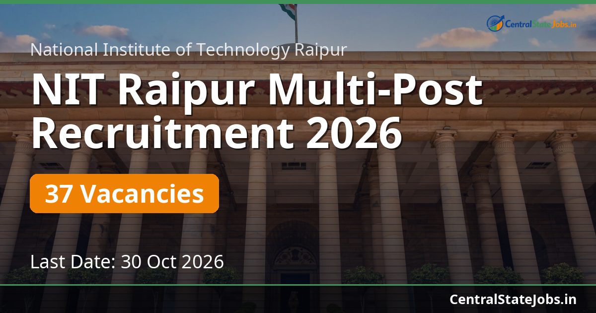 NIT Raipur Multi-Post Recruitment 2026 — 37 Vacancies