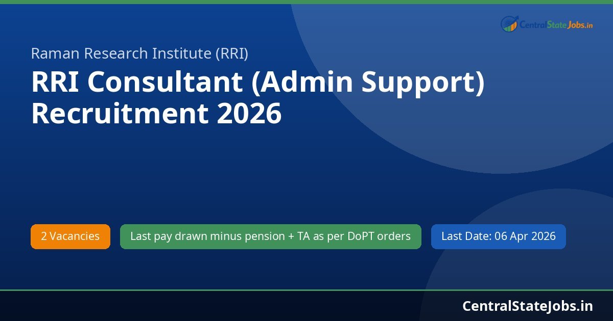 RRI Consultant (Admin Support) Recruitment 2026